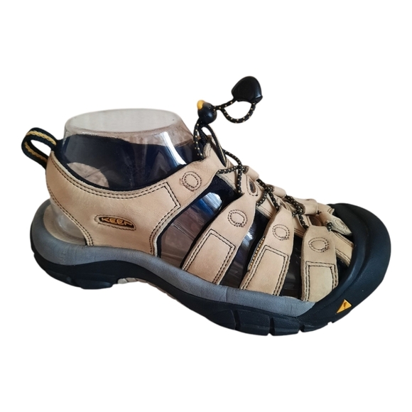 Keen Newport Leather Hiking Sandals Light Tan Pull Cord Slip On Size 7 - Picture 1 of 15